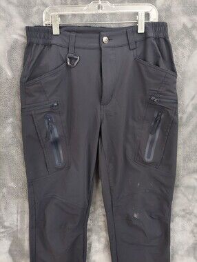 Men's Black Cargo Style Tech Hiking Pants With Stretch